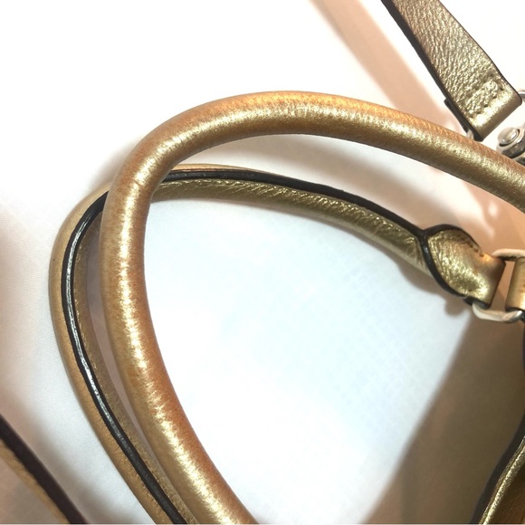 LAUREN RALPH LAUREN Gold Leather Satchel Tote with Shoulder Strap - Picture 13 of 14